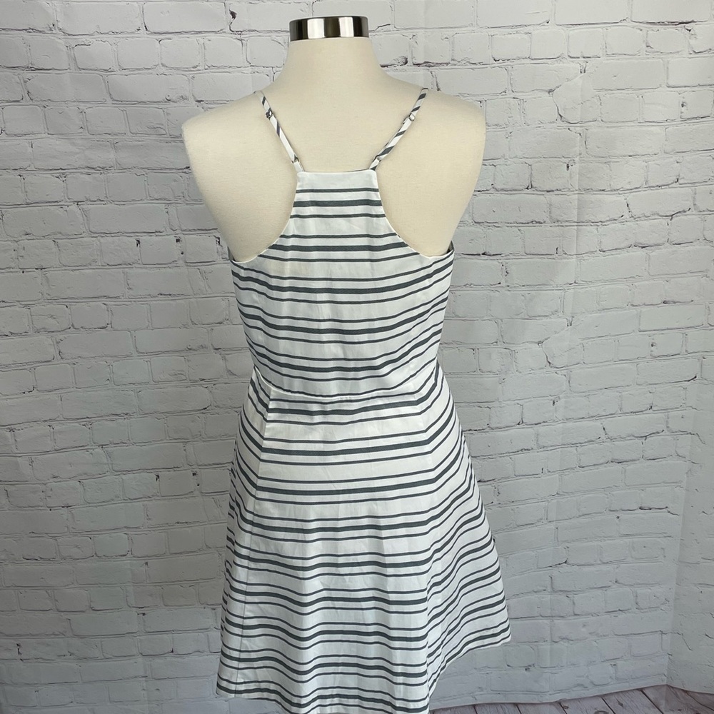 Banana Republic Factory Store White/Gray Striped Sundress Spaghetti Straps 12 - Picture 4 of 10